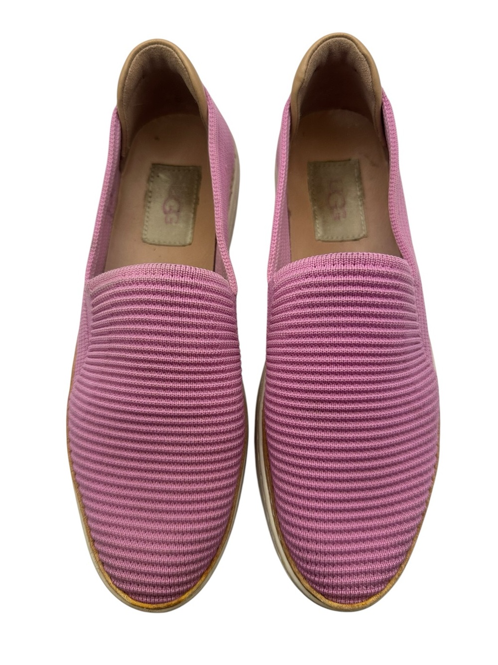 UGG Pink Ribbed Knit Slip-On Loafers